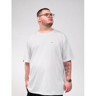Imagem de Camiseta Masculina Plus Size Lisa Branca 100% Algodão - Warden, Branco