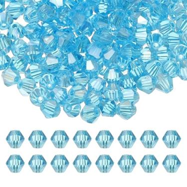Imagem de PATIKIL Contas de cristal bicone de 3 mm, 600 peças de contas bicone facetadas de vidro contas espaçadoras soltas para fazer joias, pulseira, colar, brincos, sinos de vento, artesanato, céu escuro