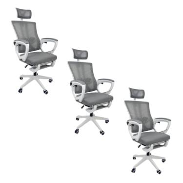 Imagem de Oficial Webshop - Kit 3 Cadeiras de Escritório Presidente Executiva Oficial Paris Cinza