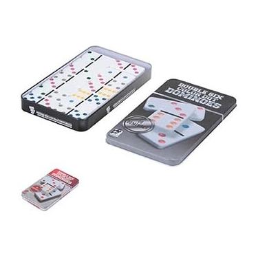 Imagem de Dominó Profissional Colorido, 28 Peças, Com Estojo de Lata