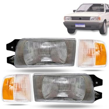 Imagem de Par Farol Gol Parati Saveiro 91 92 93 94 Quadrado + Piscas Cristal