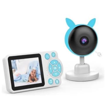 Imagem de Babá Eletrônica Sem Fio Tela Lcd 2.8 Polegada Câmera Noturna Cor Azul 