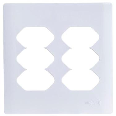 Imagem de Placa 4x4 para 6 Tomadas Universais 2P+T + Suporte Branco da Linha Nov