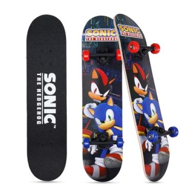 Imagem de Sonic - Skates de personagens, Sonic vs. Shadow, skate Cruiser com rolamentos ABEC 5, deck durável, rodas lisas (escolha entre Sonic, Shadow ou outros personagens)