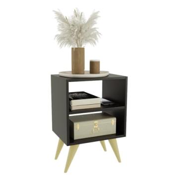 Imagem de Mesa de Cabeceira Nicho Quarto Casal Decoração Retro (Preto)