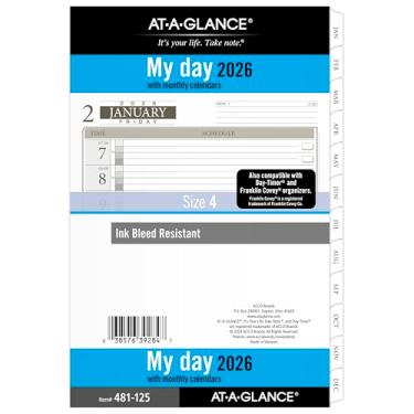 Imagem de AT-A-GLANCE Agenda 2026, diariamente, 14 x 21,6 cm, tamanho de mesa 4, refil de uma página por dia, folhas soltas (481-125-26)