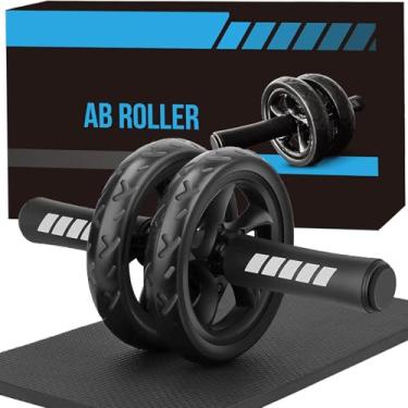 Imagem de Roda de rolo abdominal, equipamento de ginástica em casa Arespark para treino básico, sem ruído, equipamento de exercício com tapete de joelho e alça de espuma, equipamento de treino abdominal para