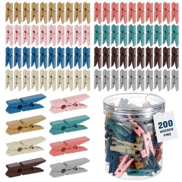 Imagem de Affrolling 200 peças de alfinetes de madeira para roupas de 3,5 cm multiuso coloridos mini prendedores de roupa para fotos, pendurar roupas, artesanato, imagens, projetos artísticos suprimentos para