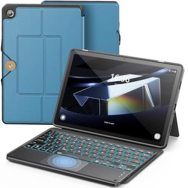 Imagem de INFILAND Capa de teclado para Samsung Galaxy Tab A9 Plus 5G com retroiluminação de 7 cores e trackpad de alta precisão, capa fina e portátil com teclado destacável para Tab A9 de 11 polegadas (08-azul