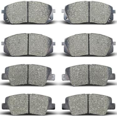 Imagem de Pastilhas de freio dianteiras traseiras compatíveis com Hyundai Elantra GT 2018-2020, 2022, Kona, Velost 1999-2001, Kia Forte 2021-2022, Forte5 2000-2022, Optima, 2016-2020 7-2011 8 Soul&Soul EV