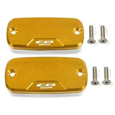 Imagem de Acc-Creativity Tampa do reservatório de fluido de freio dianteiro de alumínio para motocicleta, tampa do reservatório do cilindro mestre compatível com Honda CB650R CBR650R 2019 (dourada)