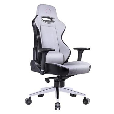 Imagem de Cooler Master Cadeira ergonômica para jogos Caliber X1C cinza, tecido frio, rotação de 360°, reclinável 180°, suporte lombar, almofadas de espuma de alta densidade, apoios de braço 4D, elevação de gás