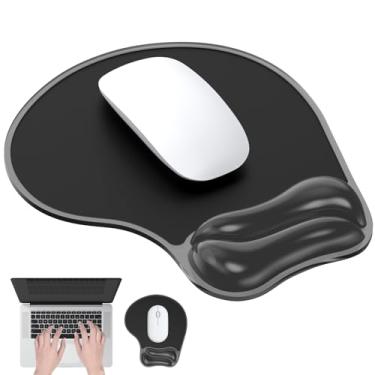 Imagem de Laokiiy Mouse pad de gel com descanso de pulso preto