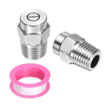 Imagem de HARFINGTON 2 peças de ponta limpa de superfície 40 graus 1/4 polegada NPT macho 2,5 orifício 4000 PSI aço inoxidável rosqueado lavadora de pressão bicos de pulverização para pistolas de água vassoura