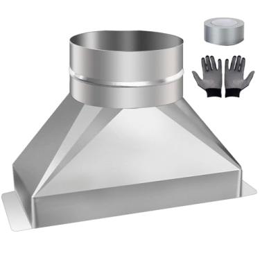 Imagem de Kit de transição redondo de 3 1/10.2 cm x 25.4 cm x 15.2 cm, 15.2 cm, adaptador de duto de aço galvanizado para secador de capô, inclui luvas e fita adesiva