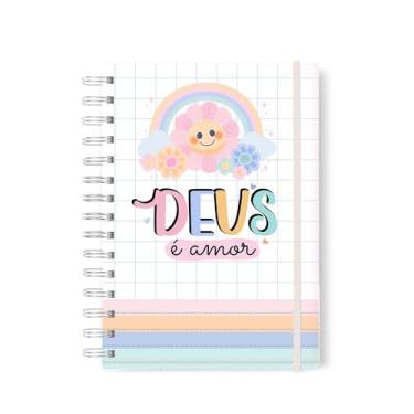 Imagem de Caderno Cristã Caderno Pautado frase cristã Capa Dura para o dia a dia ou devocional 100 folhas pautadas (DEUS É AMOR)