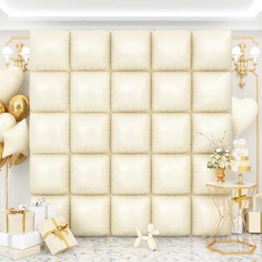 Imagem de OTLGEUA Balões quadrados brancos areia parede pano de fundo 25 peças dupla face creme bege balão túnel arco kit para aniversário, Natal, formatura, chá de bebê, verão, decorações de festa na selva