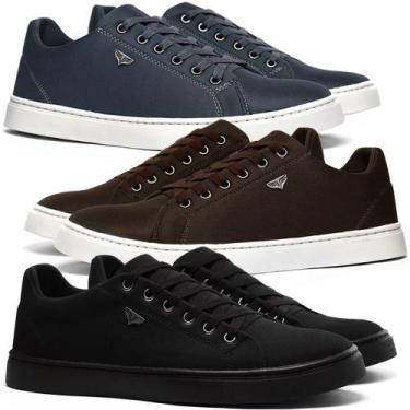 Imagem de Kit 3 Pares Sapatênis Masculino SapatoFran Skateboard Casual, Chumbo, 