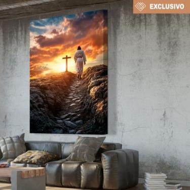 Imagem de Quadro decorativo Jesus e a cruz - MeMoldura, Chassi Borda Infinita, 6
