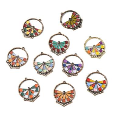 Imagem de UR URLIFEHALL 20 peças aleatórias de componentes de lustre boho, amuletos de ligações, flores coloridas, esmaltado, conector, berloques para fazer você mesmo, pulseira, colar, bijuteria