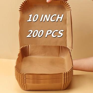 Imagem de MAXTBEE Forros de fritadeira a ar de 25 cm descartáveis, 200 peças de forros de papel para fritadeira a ar, à prova de óleo e resistente a altas temperaturas para fritadeira a ar, micro-ondas e forno
