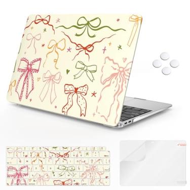 Imagem de iCasso Compatível com MacBook Air 13 polegadas 2022 2021 2020-2018 versão A2337 M1 A2179 A1932, capa protetora de plástico rígido + capa de teclado para Mac Air 13.3, fita colorida