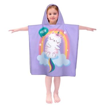 Imagem de Toalhas de praia infantis com capuz - Toalha de banho infantil para meninas e meninos para crianças de 1 a 6 anos, toalhas de piscina de secagem rápida, leve e macia, toalha poncho de microfibra 61 x