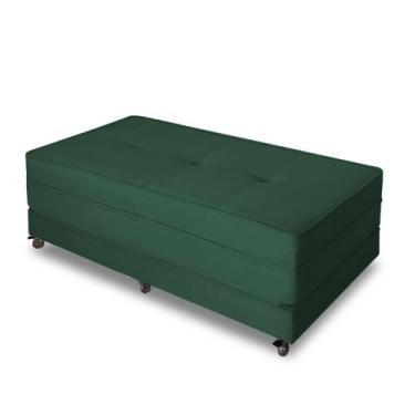 Imagem de Pufe Cama Dobrável Casal 130cm Zari - Due Decor, Suede Verde Militar