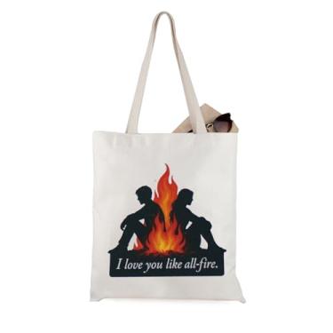 Imagem de WCGXKO Sacola I Love You Like All-Fire Presente Personagem Filme Fome Presente Bookish Bookworm (Bolsa de Fogo)