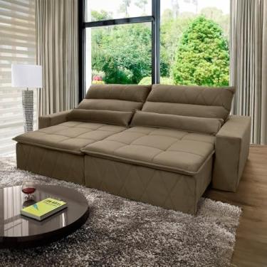 Imagem de Sofá Retrátil Reclinável Islândia 2,10m Suede Velut Preto Molas no Assento - King House