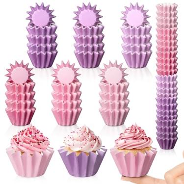 Imagem de R HORSE Forros de cupcake tamanho mini – 240 contagens de copos de bolo de muffin rosa e roxo, embalagens descartáveis de papel para mulheres, mães, amantes de culinária, presente de inauguração de