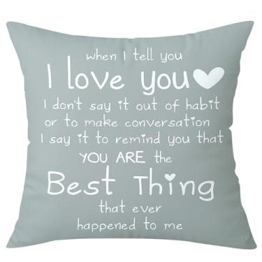 Imagem de OTOSTAR Capa de almofada estampada nos dois lados 61 x 61 cm When I Tell You I Love You Presentes de aniversário fronha quadrada para namorada marido esposa romântico dia dos namorados decorativa