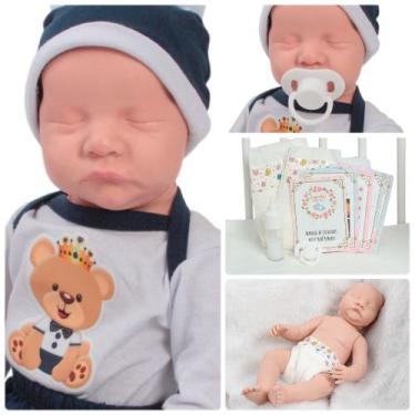 Imagem de Bebê Reborn Urso Menino com Fraldas Mamadeira e Chupeta - Cegonha Rebo