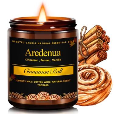 Imagem de Vela de outono - velas perfumadas de rolo de canela para decoração de outono | Vela sazonal aconchegante com canela doce e baunilha | Presente de outono para mulheres e homens | Velas de soja de