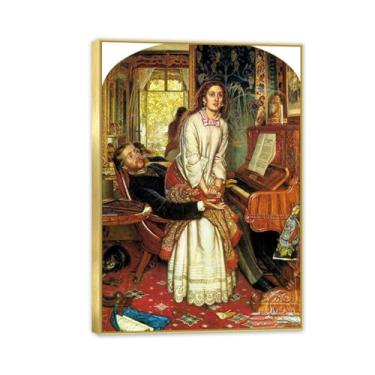 Imagem de Zeichn8u Pintura famosa William Holman Hunt Arte de parede O Despertar da Consciência Impressão em tela Presente Sala de Estar Impressão Decoração de Quarto Obras de Arte 100 x 70 cm (99 x 71 cm