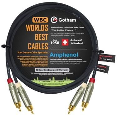 Imagem de Par de cabo RCA de 1,8 m – Cabo de interconexão de áudio Gotham GAC-4/1 (preto) Star Quad com conectores RCA amfenol ACPR fundido, banhado a ouro – Direcional