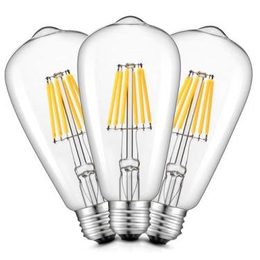 Imagem de Lâmpada LED CrLight Edison ST64 6W 3200K branca macia E26 700lm 3PK