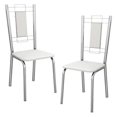Imagem de Kit 2 Cadeiras Cromada Sala Jantar 2C005CR Kappesberg, Branco