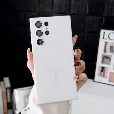 Imagem de HJZSZX Capa protetora para celular Samsung S25Plus Luxury Magnetic Wireless Charging (para Samsung S25Plus/branco)
