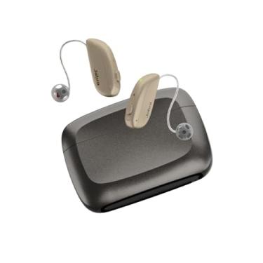 Imagem de Jabra Melhore os aparelhos auditivos OTC 500, cuidados com a equipe de audiologia incluídos, áudio Bluetooth LE e transmissão Bluetooth para chamadas, música, mídia (iOS/Android), quase invisível e