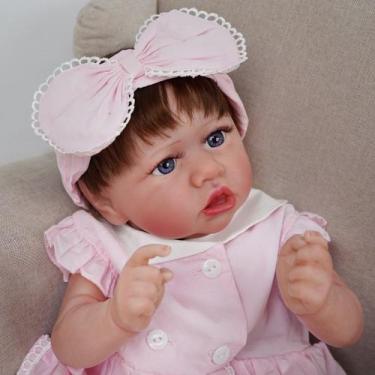 Imagem de Boneca Bebê Reborn Brastoy Corpo de Tecido Realista 56cm Original Kit 