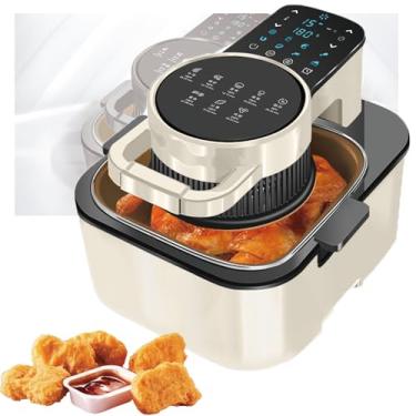 Imagem de Fritadeira Sem Óleo Air Fryer,fritadeira de ar visível 5 em 1, 8 menus predefinidos,grande capacidade de 9 litros,memória de desligamento com tela sensível ao toque holográfica