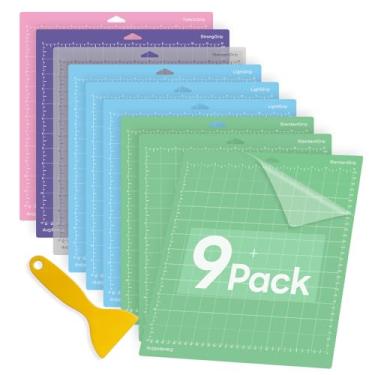 Imagem de PTYHOW Tapete de corte para Cricut, 30 x 30 cm, pacote com 9 tapetes de corte variados (LightGrip, StandardGrip, StrongGrip, FabricGrip) Acessórios de substituição para Cricut Maker 3/Maker/Explore 3