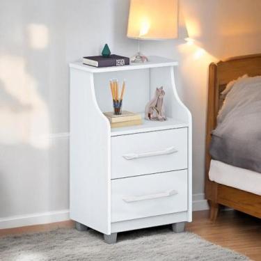 Imagem de Mesa de Cabeceira com 02 Gavetas Topázio Branca - Vitamov