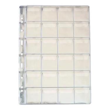 Imagem de 10 Folha Plastico Moedas 24 Divisões Furo Universal Com Aba - 3BZN