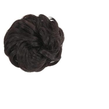Imagem de Mulheres Bun Scrunchies 1 pçs ao redor no cabelo rabo de cavalo rosquinha coque acessórios de cabelo para mulheres sintético bagunçado cacheado ondulado chignon com envoltório de elástico Pão (Color