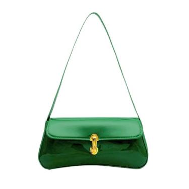 Imagem de DiafebWanghh Bolsa de ombro pequena para mulheres, bolsas de couro vegano, retrô, Y2K, bolsa clutch, Verde