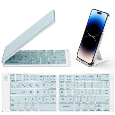 Imagem de Teclado dobrável Bluetooth Samsers em tamanho real, azul ultrafino