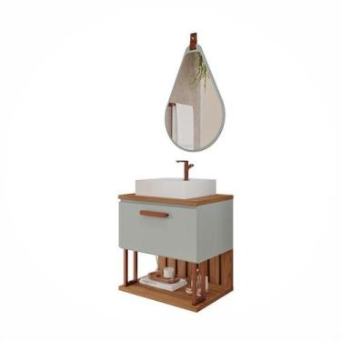 Imagem de Gabinete de Banheiro Duna 60 com Espelho Gota Pistache/Freijo - MGM