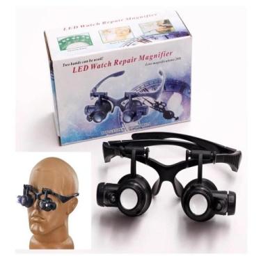 Imagem de Oculos Lupa Cabeca 20x Profissional Luz Dupla Lente De Aumento Pala Re